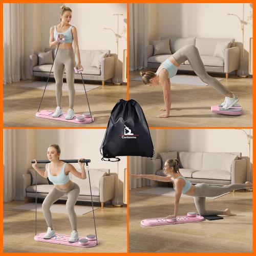 Color Pink Pilates Board,Multifunctional Rebound Abdominal Board,Foldable Pilates Reformer Set, Ab Core Trainer Machine,Ab Exercise Board,Abs Workout Equipment for Women Home Gym Equipment