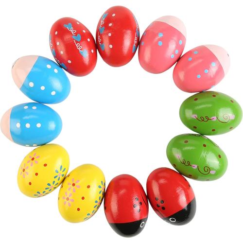 12Pcs Wooden Egg Shakers Hand Musical Maracas Percussion Instruments