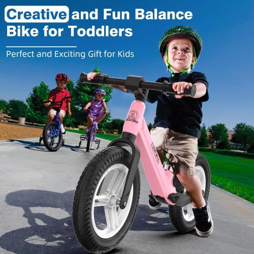 Ridego 12 or 14 Inch Balance Bike for Kids 2-6 Year Old,Lightweight Kids Bike with Adjustable Seat, Push Bicycle with Air Rubber Tires，Ride-on Toys Birthday Gift