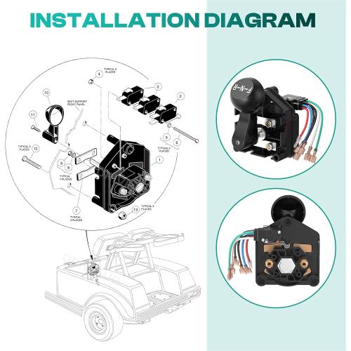 DRIVE UP 48V Club Car DS Forward Reverse Switch, Club Car Forward Reverse Switch Assembly with Handle and Micro Switch for Club Car DS 1996-Up Golf Carts, OEM 101753005 1012987