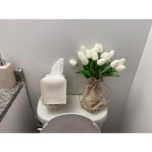 Tulips Artificial Flowers 20 Pcs White Fake Tulip Stems Real Touch PU Tulips for Easter Spring Wedding Bouquet Home Centerpiece Floral Arrangement Table Décor