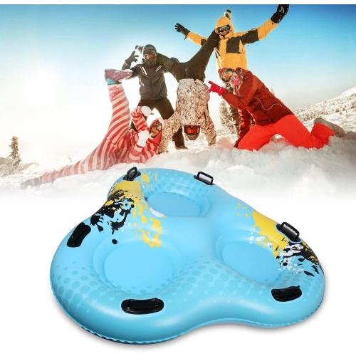 3-Seat Snow Tube Sled, 55 Inflatable Heavy Duty Snow Sled for Adults, Thickened Bottom Snow Tubes with 6 Reinforced Handles, Winter Outdoor Family Christmas for Sledding Gifts