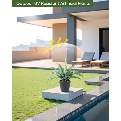 Velener Artificial Agave Plant in Black Pot with Real Stone Pebbles, Large Fake Agave Plants with Green Serrated Leaves, Faux Yucca for Indoor and Outdoor Decor-17 Inches Tall, 29 Leaves