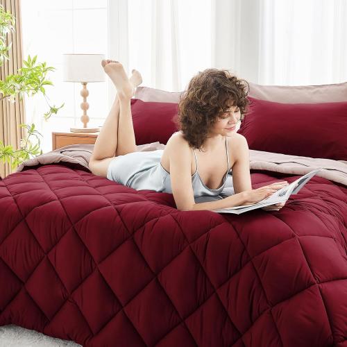 Comforter , Reversible Bed in a Bag All Season Beddingwith Comforter,