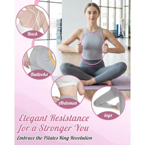Pilates Ring, Silicone Magic Pilates Rings, Lightweight & Durable Flexible Fitness Circle Exercise Equipment for Toning Arms, Thighs,Legs, Core,Yoga & Physical Therapy