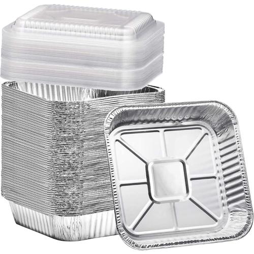 (35 Pack) 8x8 Aluminum Pans with Clear Plastic Lids - Square Baking Cake Pans - Foil Pans with Lids - Disposable Food Containers Great for Cooking, Heating, Storing, Prepping Food