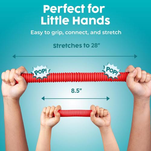BUNMO Pop Tubes - Sensory Toys - Fidget Toys - Imaginative Play & Stimulating Creative Learning - Hours of Fun for Kids - Tons of Ways to Play - Non-Mouthable Toy 3  - 4 Pack Large