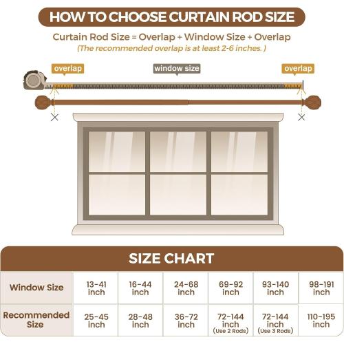 KAMANINA 1 Inch Double Curtain Rods for Windows 36 to 72 Inches (3-6 Feet)，Black Heavy Duty Double Curtain Rod, Telescoping Drapery Rod with Netted Texture Finials