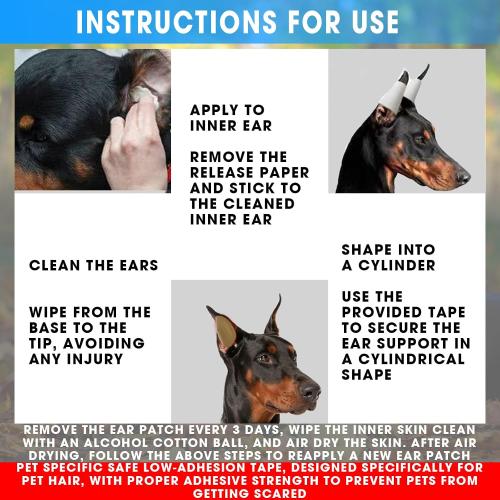 4 Set Doberman Ear Posting Kit for Doberman Pincher Samoyed with Extra 2 Rolls Dog Ear Tapes