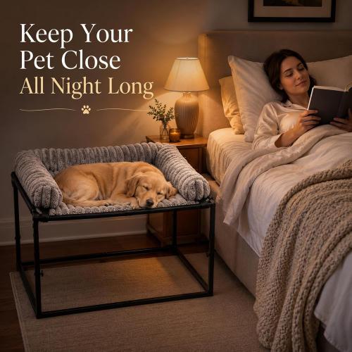 Adjustable Bedside Dog Bed for Small Dogs