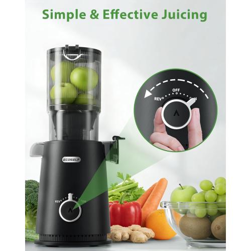 Juicer Machines - Wide Mouth Feed Chute with Self Feeding Hands-Free Design - Cold Press Juicer for Vegetables and Fruits - Juice Extractor Machine High Juice Yield - With Pusher