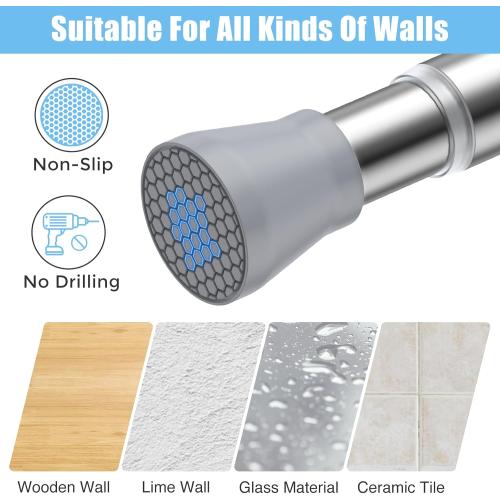 AIZESI Tension Curtain Rod Spring Tension Rods for Windows 28 to 48 Inch, 7/8 Diameter Silver, Adjustable Curtain Rods No Drilling, Shower Curtian Rod for Bathroom, Doorway, Closet