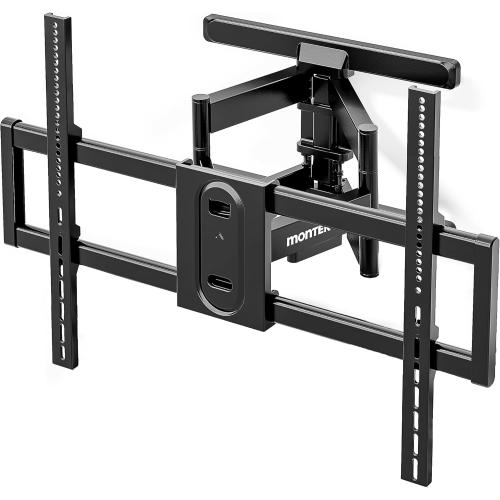 monTEK Heavy Duty Full Motion TV Wall Mount for 43–100 Inch TVs Pre-Assembled Bracket with Tool-Free Tilt Swivel & Extension Max VESA 800x600, 150lbs 4X Strength Tested Fits 16/18 Inch Studs