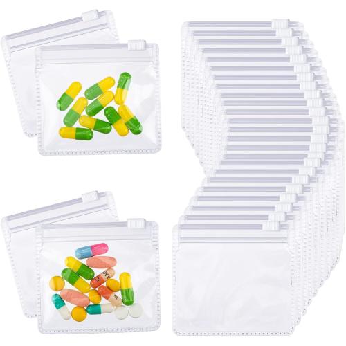 Nuanchu 36 Pieces Pill Pouches Bags Set Reusable Zippered Pill Baggies Clear Plastic Self Sealing Travel Medicine Organizer Storage with Slide Lock for Medicine and Small Items