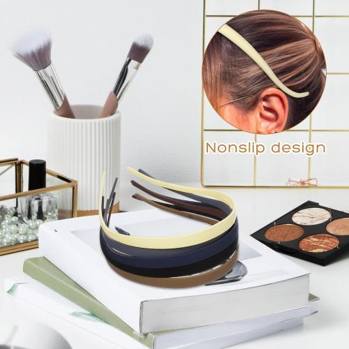 STOBAZA 4 Pcs Non-slip Thin Elastic Headbands for Glasses Women Lightweight Plastic Hairbands for Everyday Use with Comfortable Secure Fit in Black White Khaki Dark Blue