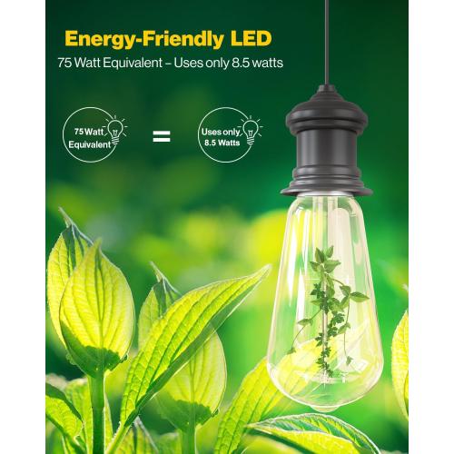 Sunco 11 Pack Vintage LED Edison Bulbs, 75W Equivalent 8.5W, 1000 LM Dimmable ST58 Filament, ST18 3000K Warm White, E26 Medium Base, Clear Glass Light Bulbs