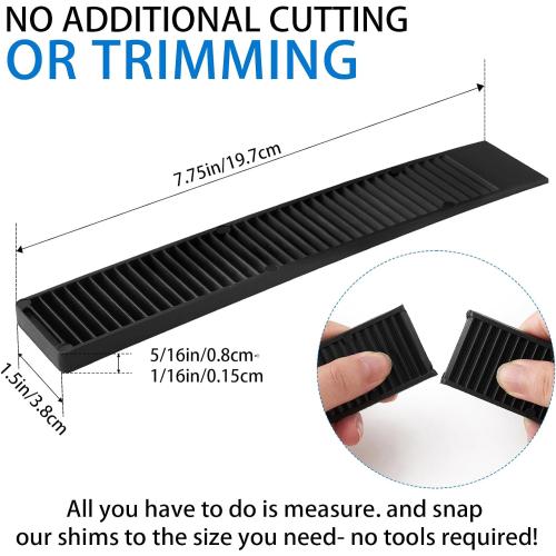 Composite Shims 7.75 Plastic Wedges (12 Pack) - Extreme Load Support Leveling Shims for Furniture, Door, Toilet, Table - Never Rot Shims with Anti-Slip Design（Black）