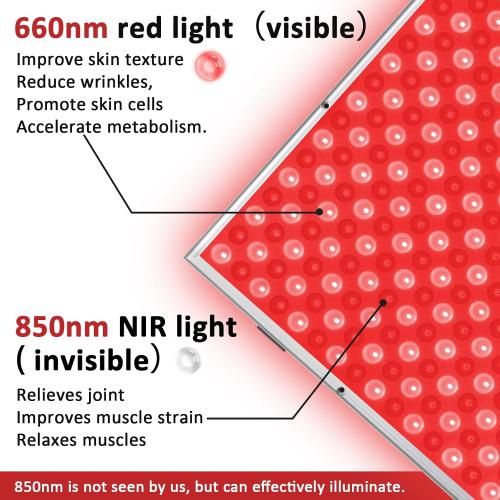 Red Light Therapy Lamp, LED Panel Deep 660nm and Near Infrared 850nm Light Combo, Red Light Therapy Device for Body and Face, Skin Beauty, Pain Relief of Muscles and Joints, Silver(Square)