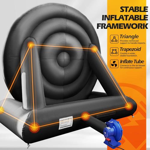 WARSUN 10Ft Giant Inflatable Soccer Darts Board Outdoor Dart Board with 8 Soccer Balls & 350W Blower for School Gym Camp Yard Sport Game(Black)