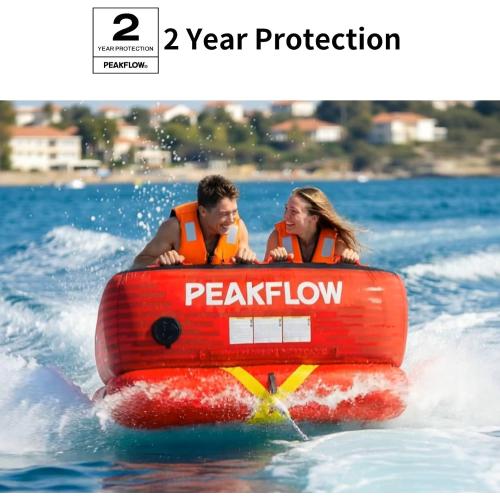 PEAKFLOW Towable Tube,Boat Tube,1-3 Person,Tubes for Boating,PVC Liner and Full Nylon Cover,Lake & Ocean Fun