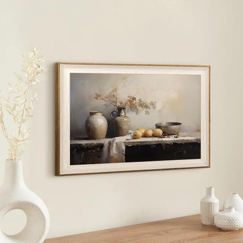 ASTRDECOR Framed Kitchen Wall Art Prints, Rustic Kitchen Farmhouse Wall Decor Living Room, Vintage Jars Still Life Oil Painting Dining Room Wall Decor, Fruits Botanical Canvas Wall Art-20''x 30''