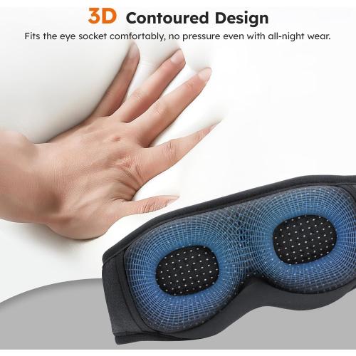 LC-dolida White Noise Bluetooth 5.4 Sleep Eye Mask with Timer, 3D Sleeping Mask Headphones with 16 Soothing Sounds, Total Blackout Sleep Headphones for Side Sleeper/Women/Men (Blue)