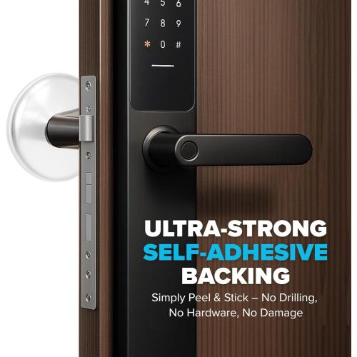 STRONGEST HOME Wall Protector for Door Knobs, 2-Inch - Clear Self-Adhesive Door Stopper Guards - Quiet Rubber Bumpers for Wall Protection, 6-Pack