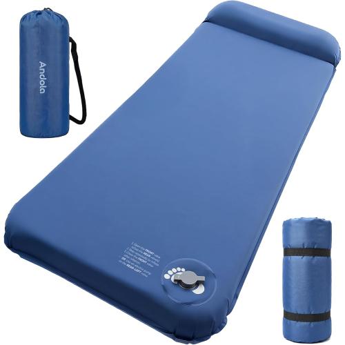 Self-Inflating Sleeping Pad for Camping, 3 Ultra-Thick Outdoor Camping Mat with Pillow & 9.5 R-Value, Insulated All-Season Foam Camping Mattress for Camping Travel Tent Car