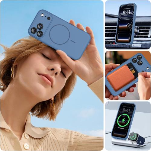 Miracase Magnetic for iPhone 17 Pro Case, Silicone, Glass Blue