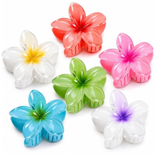 Hawaiian Flower Hair Clips – 6 Pack Colorful Claw Clips for Women & Girls, Large Aesthetic Hair Accessories for Thick or Thin Hair, Summer Beach Vacation Gift