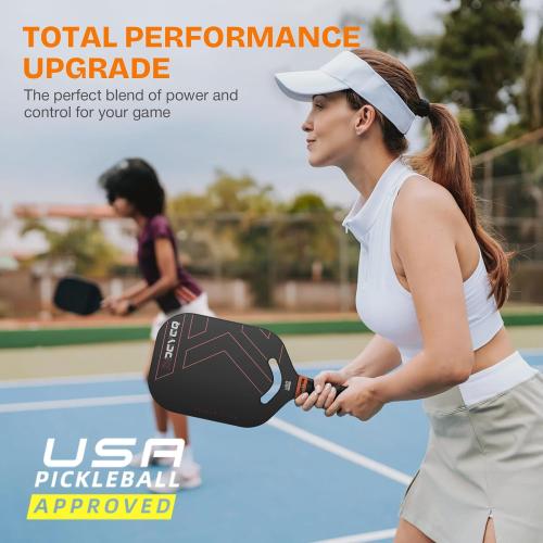 Pickleball Paddles, Carbon Fiber Pickleball Paddle with a 13mm Polypropylene Honeycomb Core, Increased Power for Ultimate Spin & Consistency