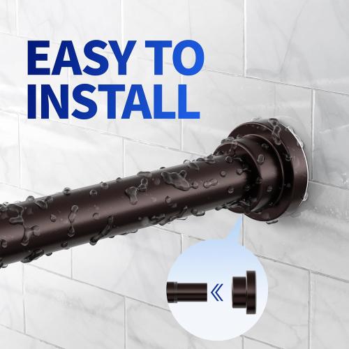 Mcrbeay Shower Curtain Rod, 1 Diameter Heavy Duty Tension Shower Rod | Adjustable 28-74 inch, Non Slip No Drill Spring Loaded Curtain Rod For Bathroom, Shower Stall, No Rust, Bronze