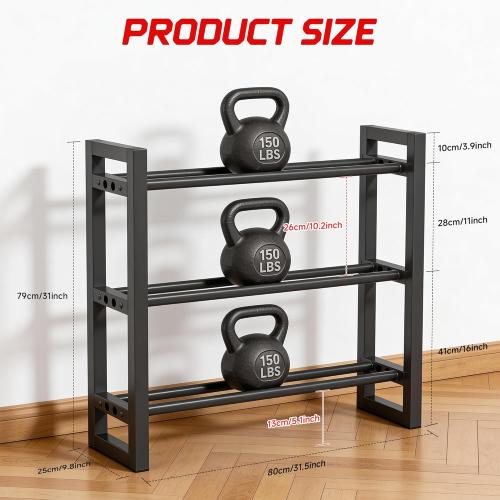 Dumbbell Rack 3 Tier Weight Rack for Home Gym 31 IN Length Adjustable Dumbbell Stand 450 lb Capacity Storage Stand Weight Storage Gym Organizer