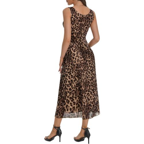 Women's Large Sexy V Neck Sleeveless Mesh Maxi Dresses Summer Casual Elegant Long Floral Dress Wedding Guest Cocktail Party