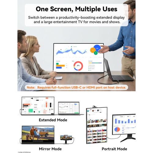 HotYeah Portable Smart TV, 23.8 1080P 2-in-1 Rolling TV & Monitor | EDLA-Certified, w/Built-in 10000mAh Battery, Support Voice Control, USB-C & HDMI, 180° Adjustable Kickstand