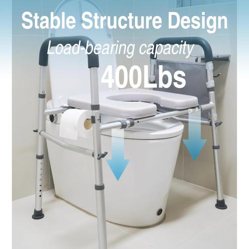 Raised Toilet Seat For Seniors 400Lbs, Adjustable Toilet Riser With Handles, Elevated Toilet Seat For Elderly, Pregnant, Handicap, Fit Any Toilet