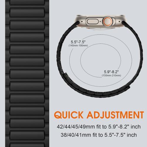 Witzon Magnetic Band Compatible with Apple Watch 45mm for Men 46mm 44mm 42mm 41mm 40mm 38mm 49mm Bands, Sport Silicone Strap Strong Magnet Link Wristband for iWatch Series 10 9 8 7 6 5 4 3 SE Ultra 2