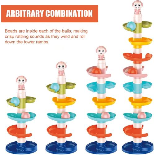 FUN LITTLE TOYS Ball Drop Toys for Toddler 1-3, 9 Layer Roll Swirling Ball Tower with 3 Balls, Ball Run Ramp for Baby Learning Development Educational Activities Toy Birthday Gift