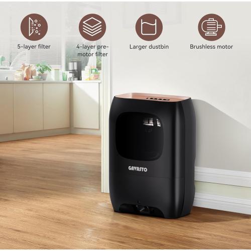 Pro Touchless Vacuum Automatic Dustpan - Ultra Fast & Powerful - Great for Sweeping Salon Pet Hair Food Dirt Kitchen, Canister Vacuum Cleaner Trash Can, Bagless, Auto Sensors, 1500 Watt-Black