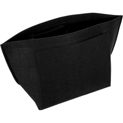 uxcell Purse Organizer Insert, Portable Felt Organizer Bags with Metal Zipper Multiple Compartments Purse Liner for Domed Satchel, Tote Bag, Handbag Shaper (11 x 6.7 x 10, Black)