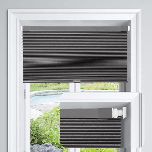 LazBlinds Cordless Cellular Shades, No Tools No Drill Blackout Honeycomb Shades Pleated Blinds for Windows, 33 W x 64 H, Midnight Black