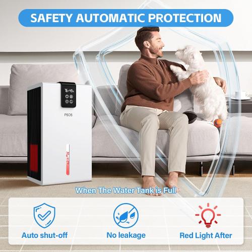 Dehumidifier, Dehumidifiers for Home, 98 OZ Water Tank, (1000 sq.ft) Quiet Dehumidifier for Basement Bathroom Bedroom with Humidity Display, Auto Shut Off, Relaxing 7 Color Ambient Light(White)