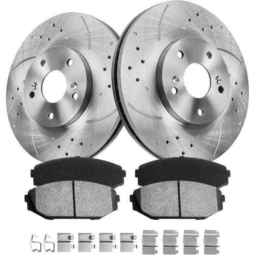 Anpulsero Brake Pads And Rotors Kit Front Compatible with 1999-2004 Honda Odyssey, 2001-2005 Acura MDX, Automotive Replacement Brake Kits 31275 D793-7663 Drilled And Slotted Rotors 299.7mm(11.8in)
