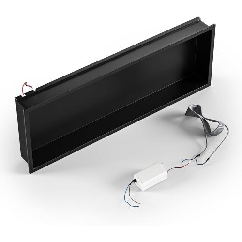 Led Shower Niche 36 X 12 Matte Black 304 Stainless Steel with Lighting IP66 Waterproof Recessed Bathroom Wall Niches Shelf No Tile Need Shower Niche for Bathroom