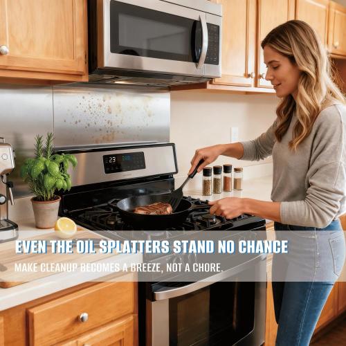 Size 12 By 30 Stainless Steel Stove Backsplash, Reversible Ultra Flat Splatter Guard Range Hood Backsplash, Easy Clean Wall Shield Magnetic Metal Panel