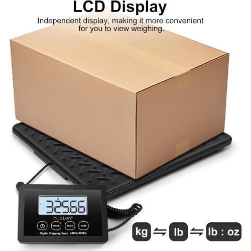 Fuzion Shipping Scale, 440LB x 10g High Accuracy Digital Postal Scale, Durable Alloy Steel Platform, Heavy Duty Scale for Packages, Postage, Luggage, Battery and AC Adapter Powered