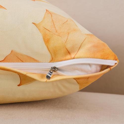 Fall Pillow Covers 18x18 Set of 2 - Burnt Orange Maple Leaf Throw Pillow Covers, Autumn Decorations Decorative Velvet Cushion Cases for Couch Sofa Home Decor