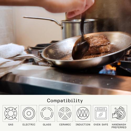 Made In Cookware | 12-Inch Stainless Steel Frying Pan | 5 Ply Stainless Clad | Professional Cookware | Crafted in Italy | Induction Compatible