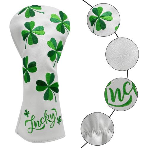 Golf Headcovers Live Lucky Golf Driver Covers Advanced Embroidery Fairway Wood Covers Hybrid Covers Mallet Blade Putter Head Covers Premium Leather Shamrock Golf Club Covers