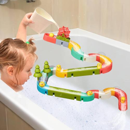 38 PCS Duck Slide Toys, Bath Toys for Kids Ages 4-8, DIY Building Kit for Ages 5-7, Bathtub Time Birthday Gifts for Toddler 3   Year Old